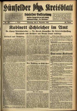 Erste Ausgabe vom Dienstag, den 06. Dezember 1932.