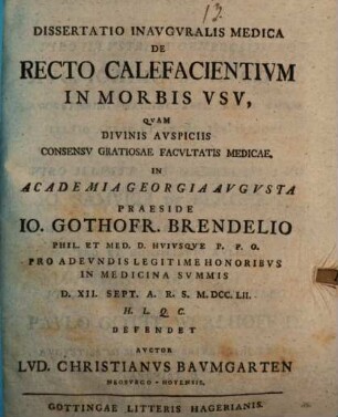 Diss. inaug. med. de recto calefacientium in morbis usu