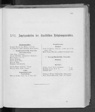 XVI. Angelegenheiten der israelitischen Religionsgemeinden.