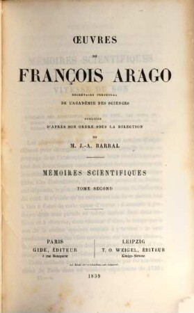 Oeuvres complètes de François Arago, 11. Mémoires scientifiques ; 2
