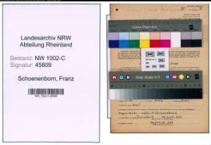 Entnazifizierung Franz Schoenenborn, geb. 06.04.1899 (Arbeiter)