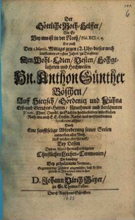 Der Göttliche Nocht-Helffer ... Anthon Günther Böschen ...