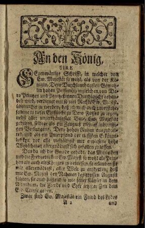 An den König, ...