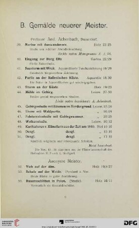 B. Gemälde neuerer Meister (Nr. 39-234)