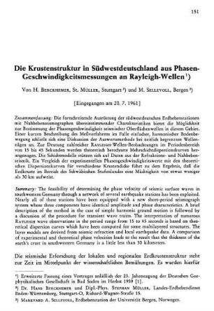Die Krustenstruktur in Südwestdeutschland aus Phasen-Geschwindigkeitsmessungen an Rayleigh-Wellen