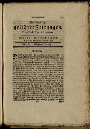 Fünf und zwanzigstes Stück, den drey und zwanzigsten Junius, 1787.