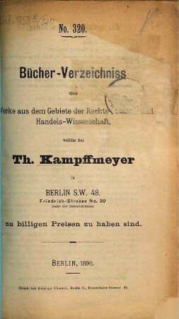 Bücher-Verzeichniss. 320. 1890