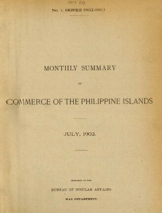 No. 1, Series 1902 -1903. July 1902