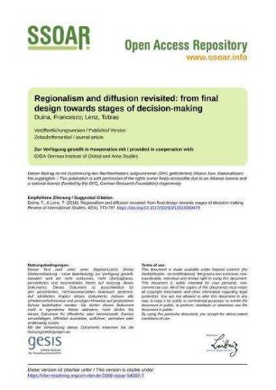 Regionalism and diffusion revisited: from final design towards stages of decision-making