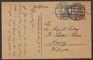 Brief an B. Schott's Söhne : 09.08.1920