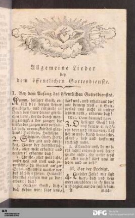I. Bey dem Anfang des öffentlichen Gottesdienstes.