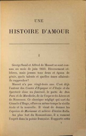 Une histoire d'amour : George Sand et A. de Musset. Documents inédits-Lettres de Musset