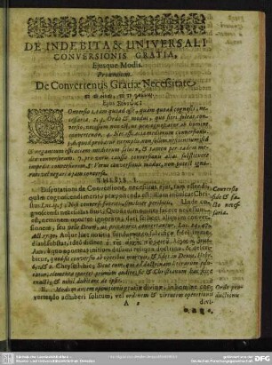 Prooemium. De Convertentis Gratiae Necessitate