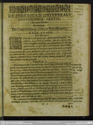 Prooemium. De Convertentis Gratiae Necessitate