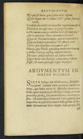 Argumentum In Sextam Eclogam