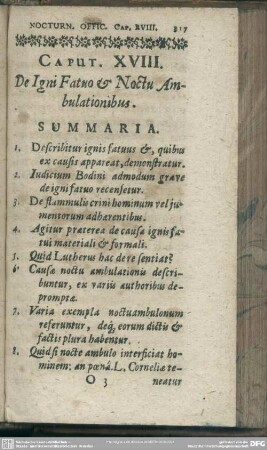Caput. XVIII. De Igni Fatuo & Noctu Ambulationibus
