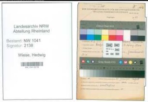 Entnazifizierung Hedwig Wiese , geb. 31.10.1908 ()