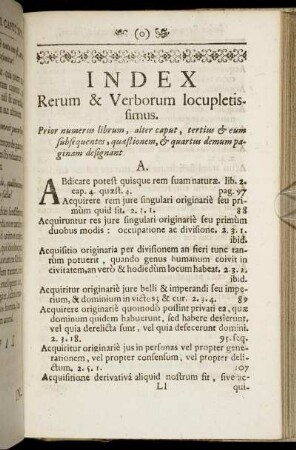 Index Rerum & Verborum locupletissimus.