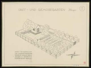 Vier Kleingärten von je 350 qm: Kleingarten - Gemüsegarten: Perspektivische Ansicht