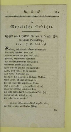 V. Moralische Gedichte