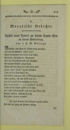 V. Moralische Gedichte