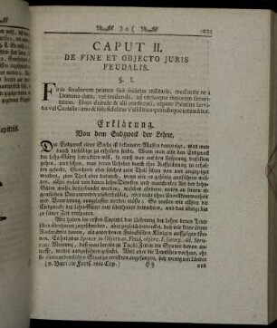 Caput II. De Fine et Objecto Juris Feudalis.