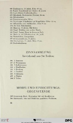 Zinnsammlung (Nr. 196-204)