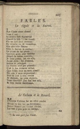 Fables. La Cigale et la Fourmi. - La Chenille et la Fourmi.