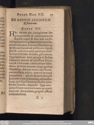 De Officio Seniorum & Iuniorem. Caput VII.