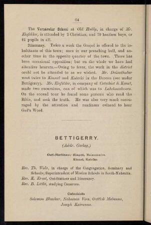 64-68, Bettigerry (Addr. Gadag, with out-stations)