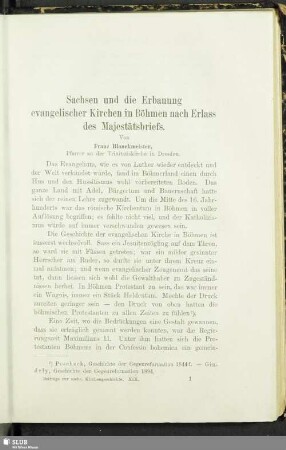 Sachsen und die Erbauung evangelischer Kirchen in Böhmen nach Erlass des Majestätsbriefs