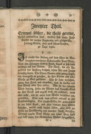 Zweyter Theil. Exempel solcher, die theils gerettet,...