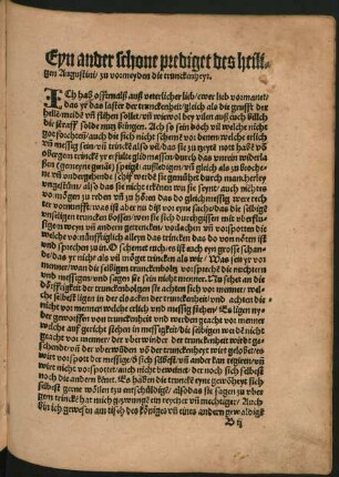 Eyn ander schone prediget des heiligen Augustini/ zu vormeyden die trunckenheyt.