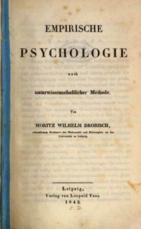 Empirische Psychologie nach naturwissenschaftlicher Methode