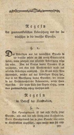 Lateinisches Lesebuch für die ersten Anfänger : ins Deutsche übersetzt, nebst einer Anleitung, grammatisch-richtig zu übersetzen
