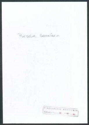 Kunsthalle Mannheim: Pursche, Ida, Schriftwechsel mit Wichert