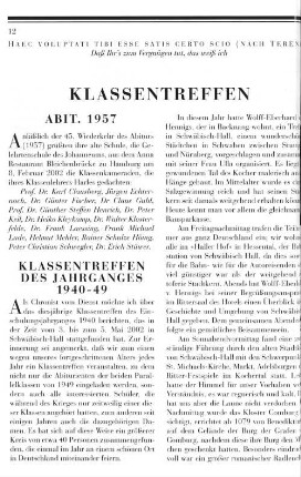 Klassentreffen des Jahrgangs 1940-49