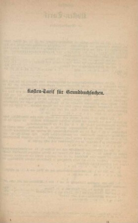 Kosten-Tarif für Grundbuchsachen