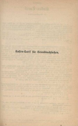 Kosten-Tarif für Grundbuchsachen