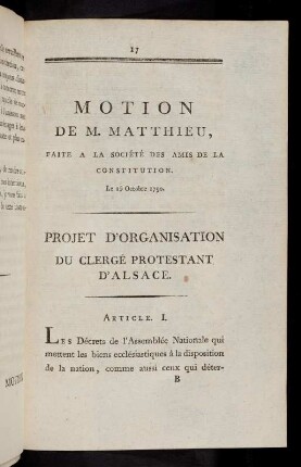 17-22, Motion de M. Matthieu