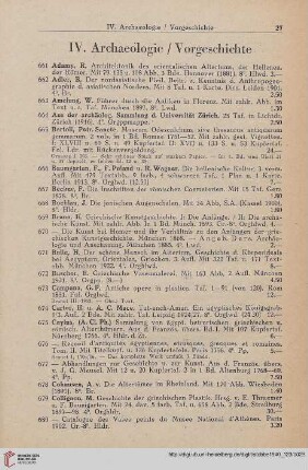 IV. Archaeologie / Vorgeschichte (Nr. 661 - 749)