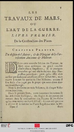 Livre Premier: De la Construction des Places