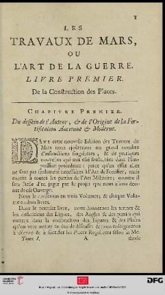 Livre Premier: De la Construction des Places
