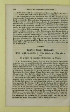 Fünfter Haupt - Abschnitt. Die europäisch - germanischen Staaten