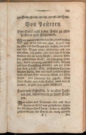 Von Pasteten.