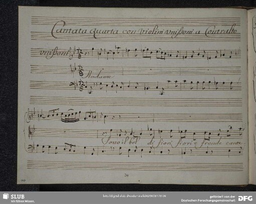 Cantata quarta con violini unissoni a Contralto