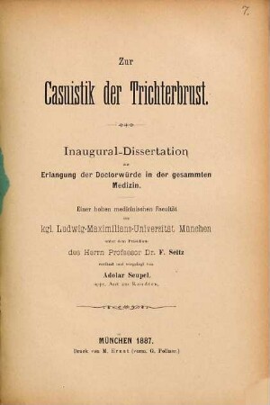 Zur Casuistik der Trichterbrust