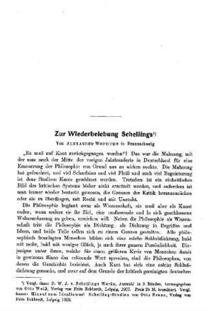 Zur Wiederbelebung Schellings