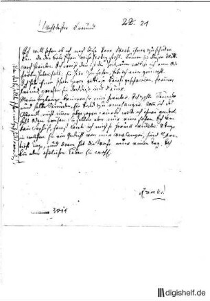 21: Brief von Karl Wilhelm Ramler an Johann Wilhelm Ludwig Gleim