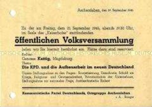 Einladung der KPD zu einer "öffentlichen Volksversammlung"